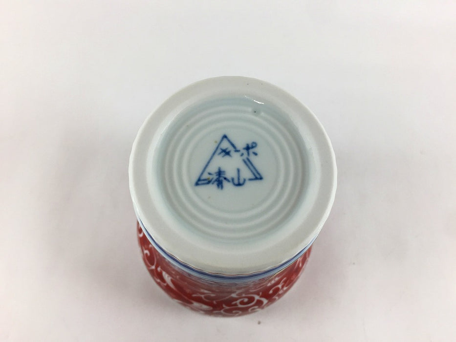 【SALE】古代唐草(赤)焼酎コップ　260cc　波佐見焼【訳あり】