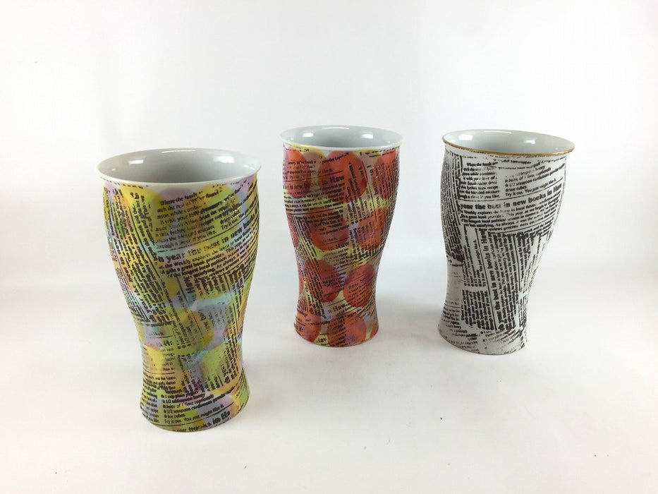 【SALE】400ccビア　帯ロゴ　(青/赤/白)　波佐見焼【訳あり】