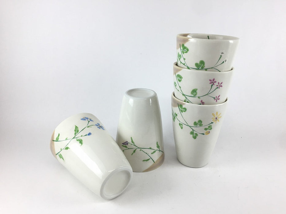 【SALE】絵変わりフリーカップ　5客揃い　7.5cm　波佐見焼【訳あり】
