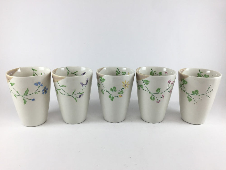 【SALE】絵変わりフリーカップ　5客揃い　7.5cm　波佐見焼【訳あり】