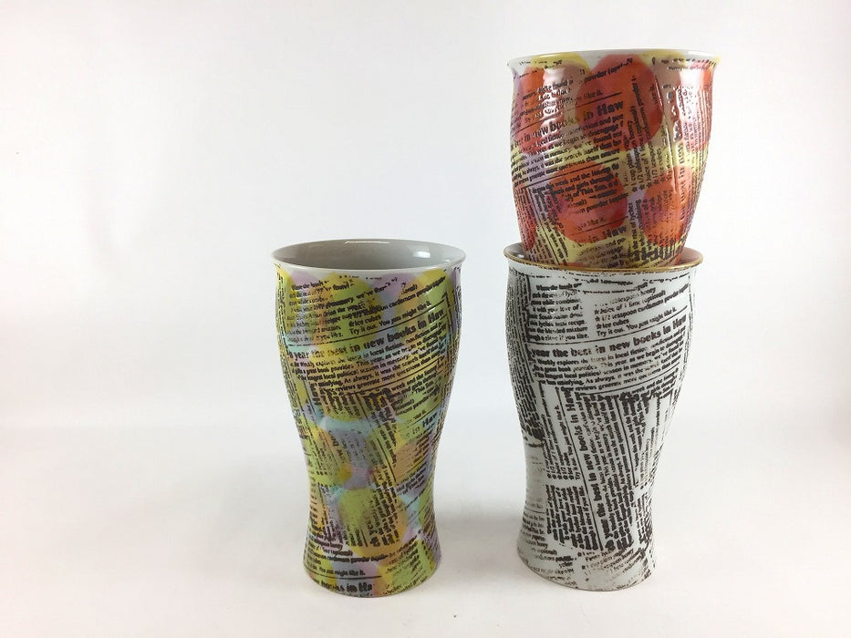 【SALE】400ccビア　帯ロゴ　(青/赤/白)　波佐見焼【訳あり】