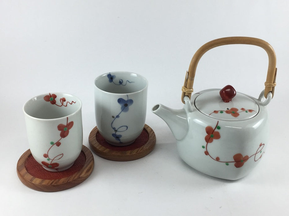 【SALE】色絵花　茶器揃い　波佐見焼 【訳あり】