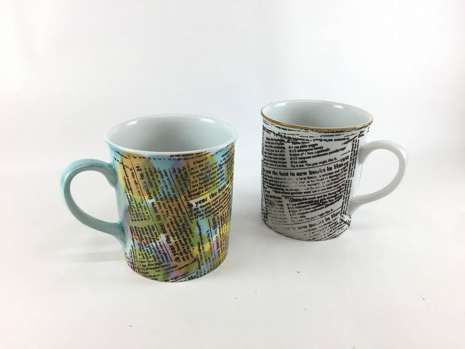 【SALE】360ccマグ　帯ロゴ　(青/白)　波佐見焼【訳あり】