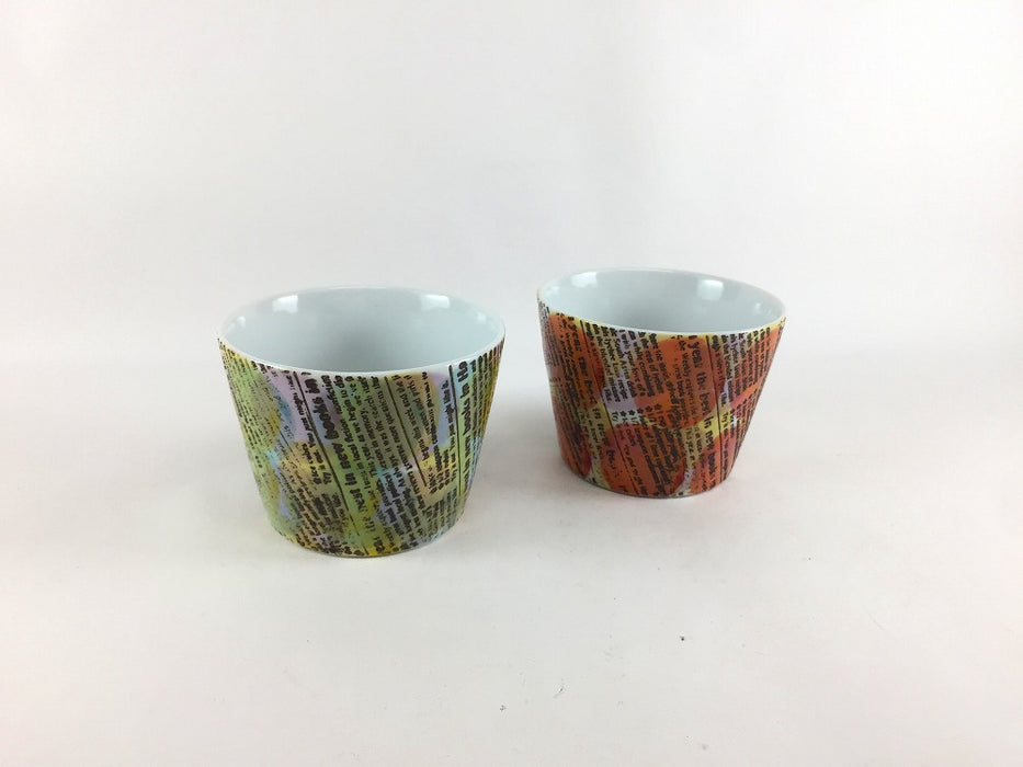 【SALE】80Yカップ　帯ロコ　(青/赤)　8cm　波佐見焼【訳あり】