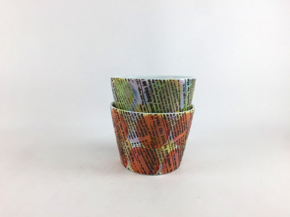 【SALE】80Yカップ　帯ロコ　(青/赤)　8cm　波佐見焼【訳あり】