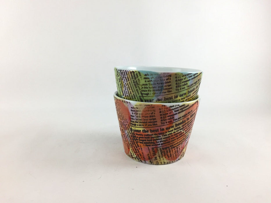 【SALE】90Yカップ　帯ロコ　(青/赤)　9cm　波佐見焼【訳あり】