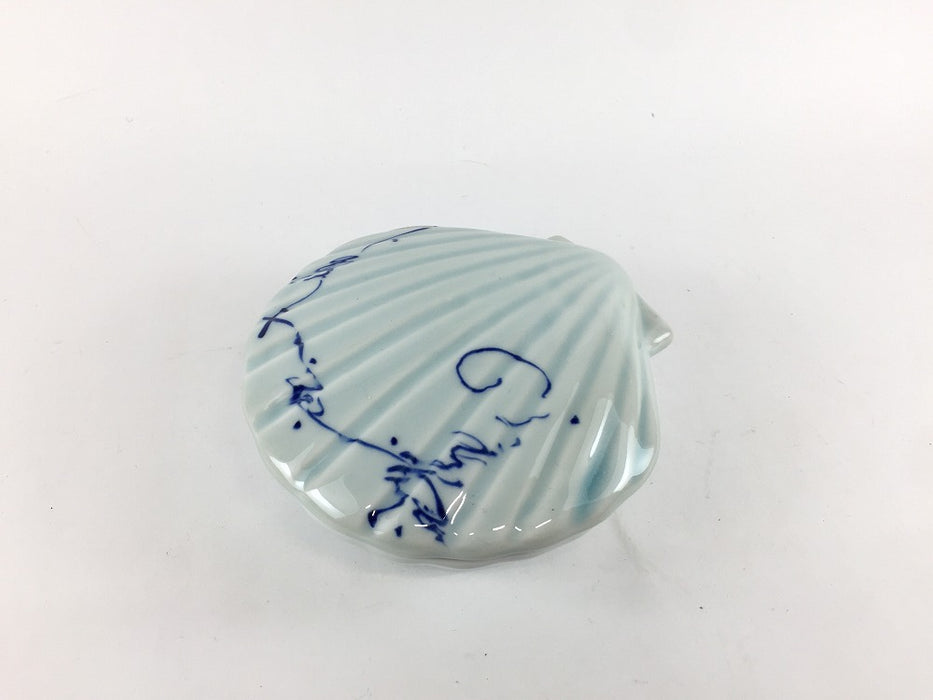 【SALE】染ツル草　貝型松花堂蓋物　11cm　有田焼【訳あり】