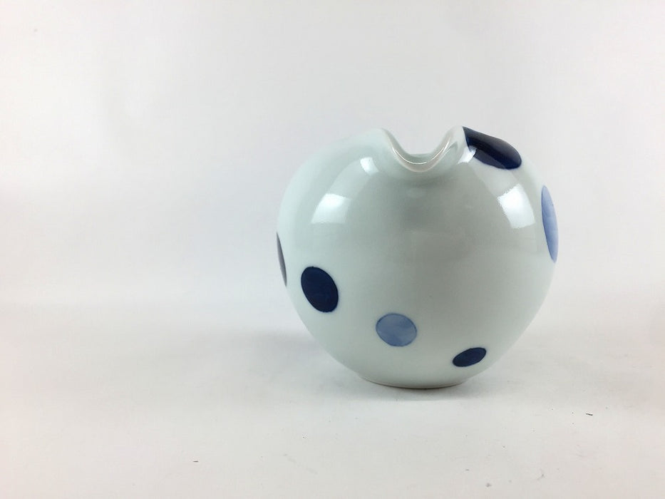 【SALE】玉片口器400cc　藍水玉　11cm　波佐見焼【訳あり】