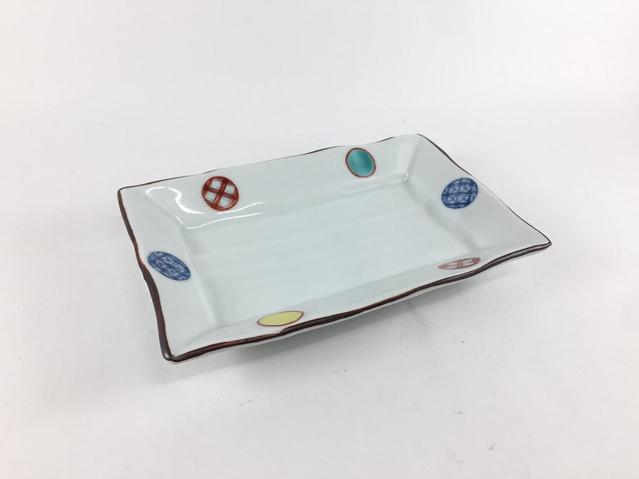 【SALE】175長皿　色丸紋　17.5cm　有田焼【訳あり】