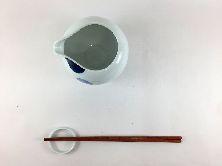 【SALE】玉片口器400cc　藍水玉　11cm　波佐見焼【訳あり】