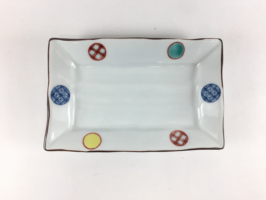 【SALE】175長皿　色丸紋　17.5cm　有田焼【訳あり】