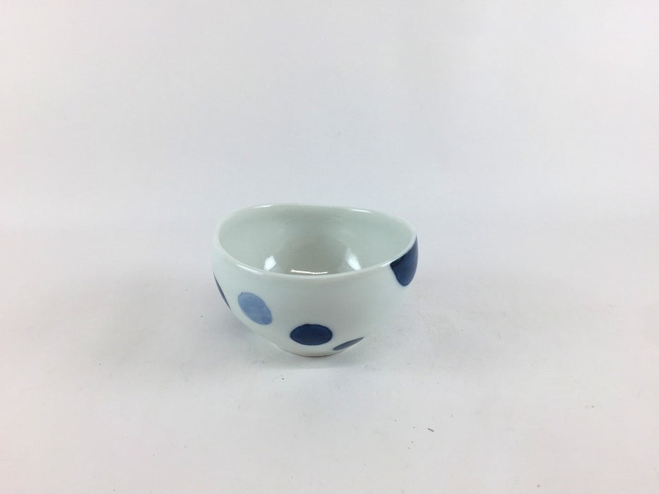 【SALE】玉盃100cc　藍水玉　7cm　波佐見焼【訳あり】