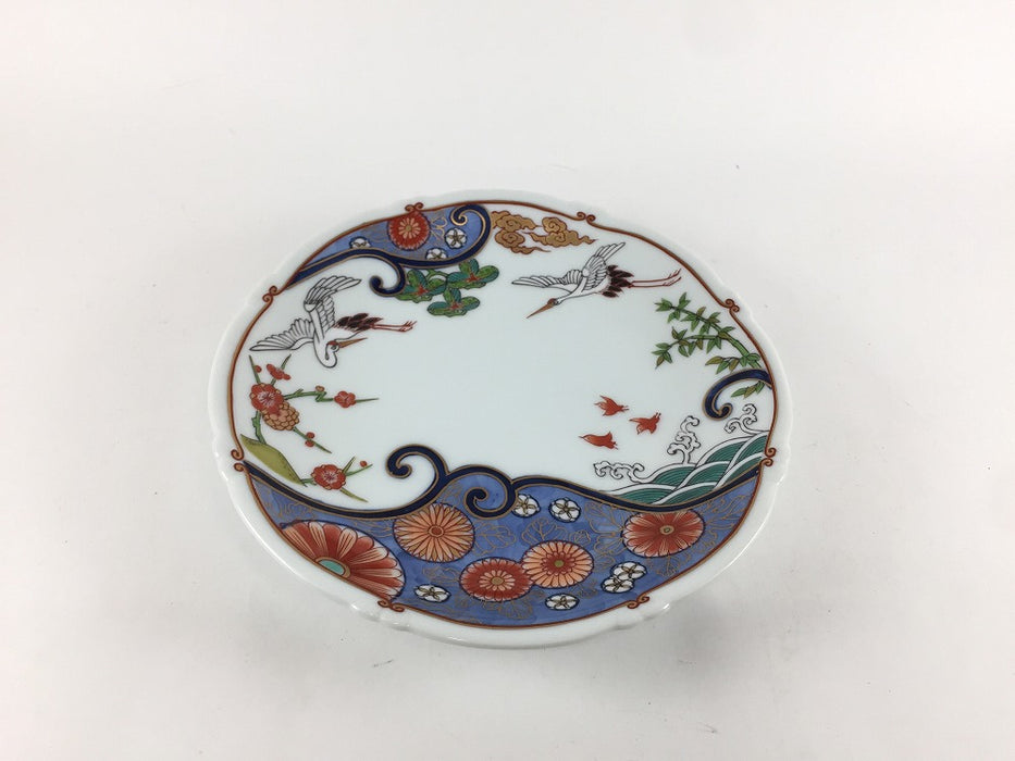【SALE】160結び皿　波菊鶴　16cm　有田焼【訳あり】