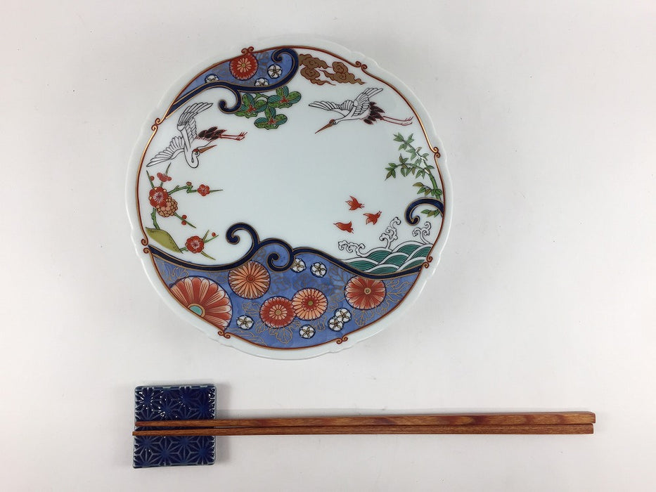 【SALE】160結び皿　波菊鶴　16cm　有田焼【訳あり】