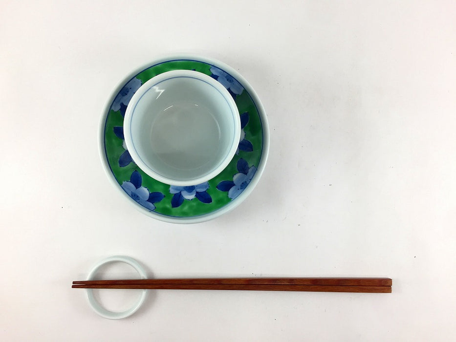 【SALE】130ccカップソーサー　山茶花　(赤/緑/黄)　8cm　波佐見焼【訳あり】