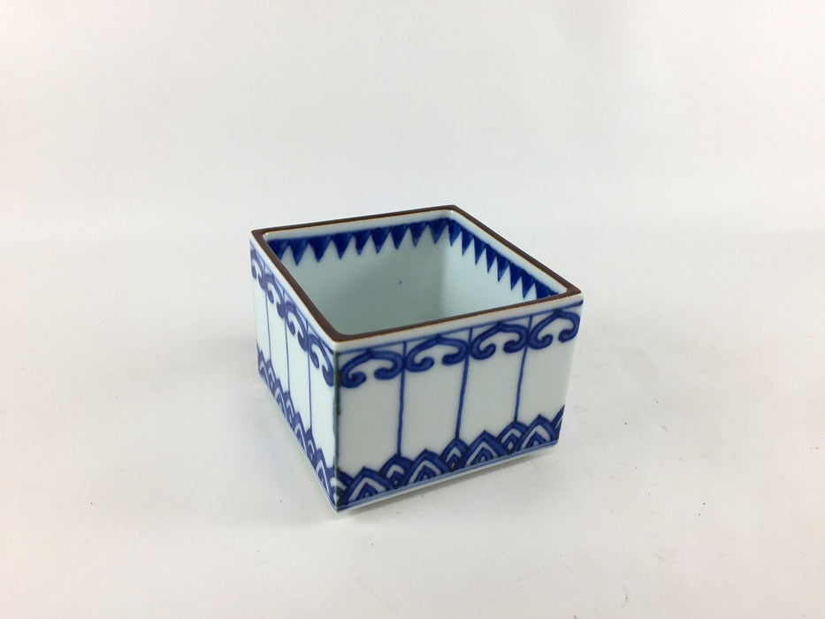 【SALE】70角箱　藍地紋　7cm　有田焼【訳あり】