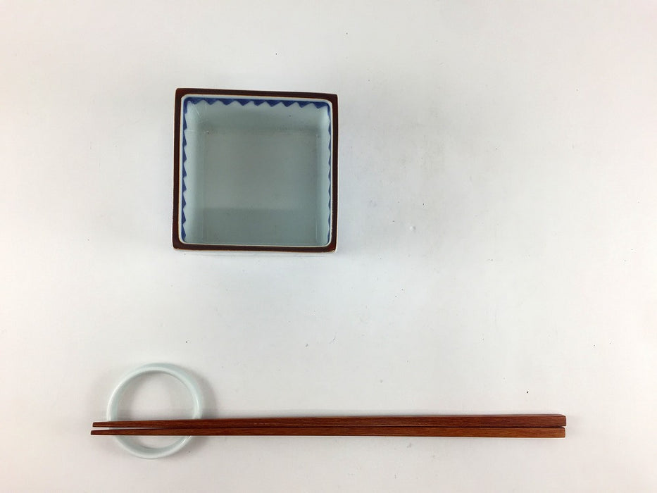 【SALE】70角箱　藍地紋　7cm　有田焼【訳あり】