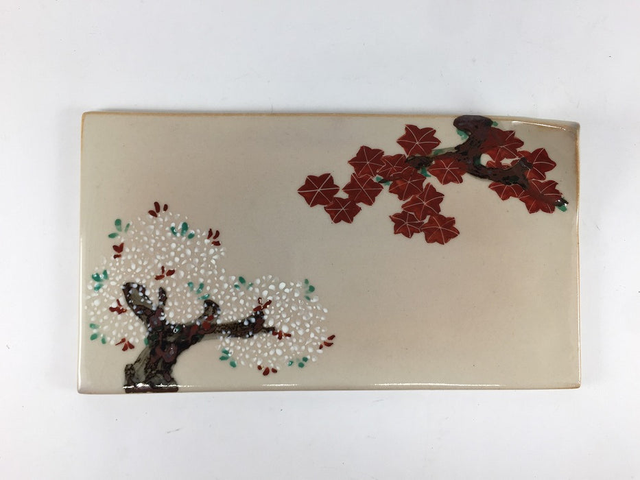 【SALE】185一方折板皿　(乾山写雲錦/古赤絵)　18.5cm　有田焼【訳あり】