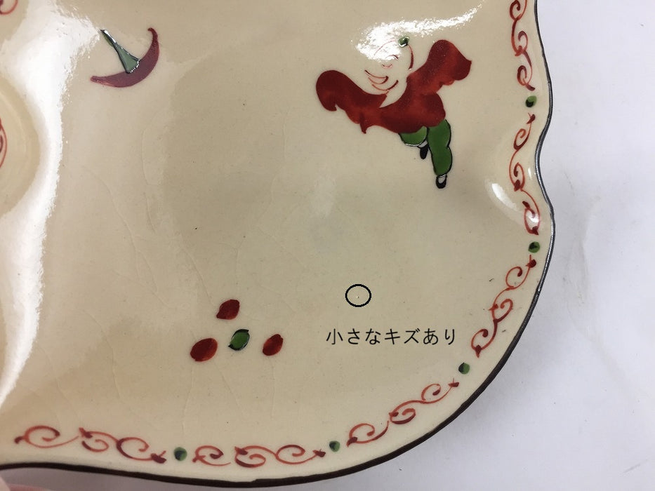 【SALE】160木ﾉ葉先付　古赤絵童子　16cm　有田焼【訳あり】