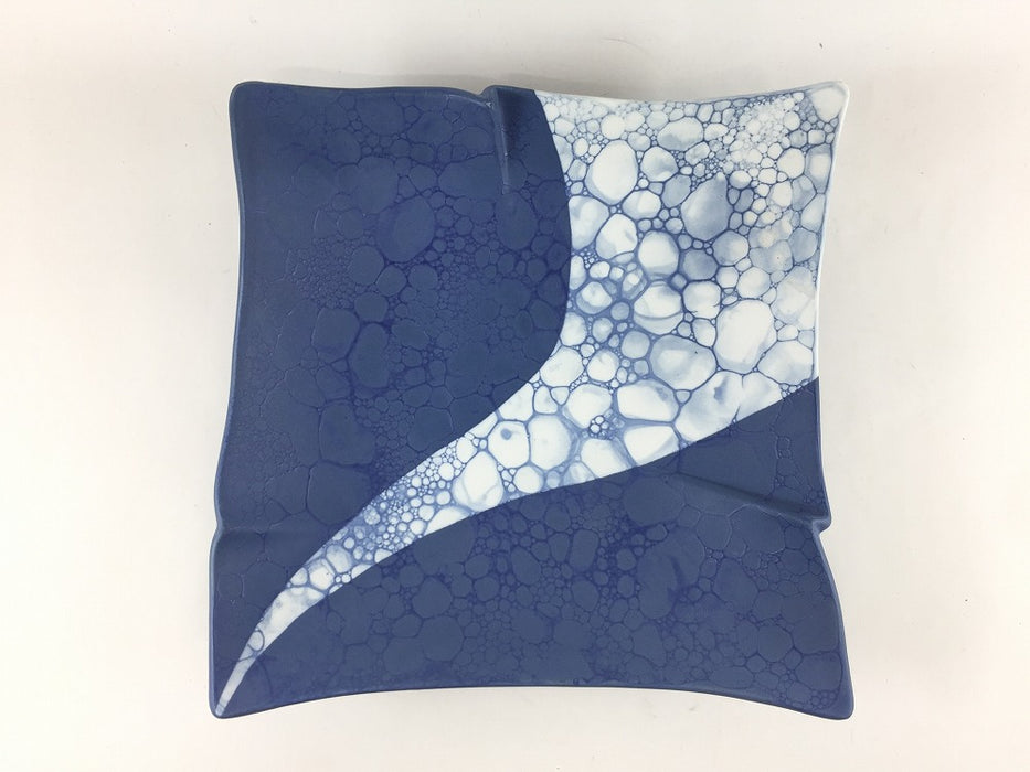 【SALE】19cm奉書皿　ルリ2色月面　18.5cm　有田焼【訳あり】