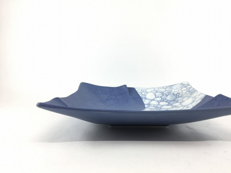 【SALE】19cm奉書皿　ルリ2色月面　18.5cm　有田焼【訳あり】