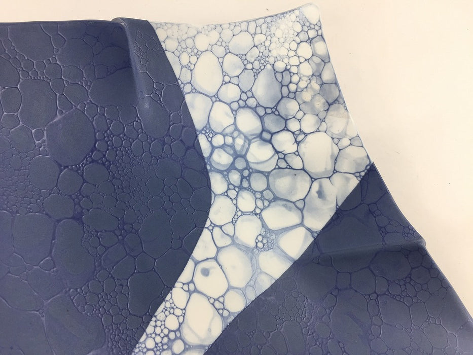 【SALE】19cm奉書皿　ルリ2色月面　18.5cm　有田焼【訳あり】