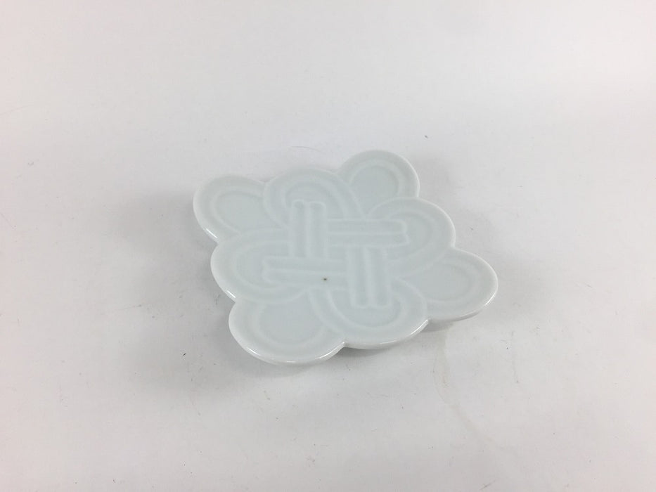 【SALE】吉祥結び小皿　白磁　10cm　有田焼【訳あり】