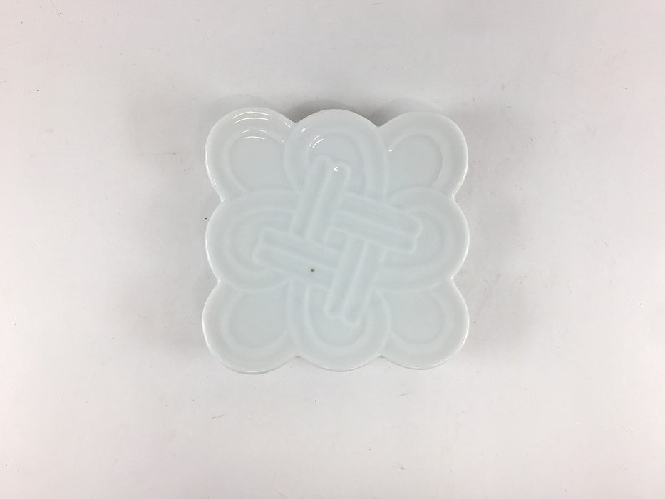 【SALE】吉祥結び小皿　白磁　10cm　有田焼【訳あり】