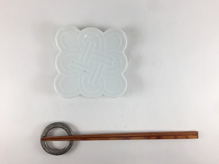 【SALE】吉祥結び小皿　白磁　10cm　有田焼【訳あり】