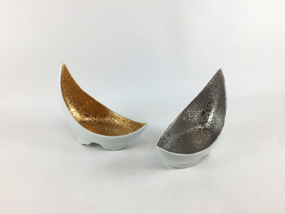 【SALE】笹舟小付　(白銀/白金)　10cm　有田焼【訳あり】