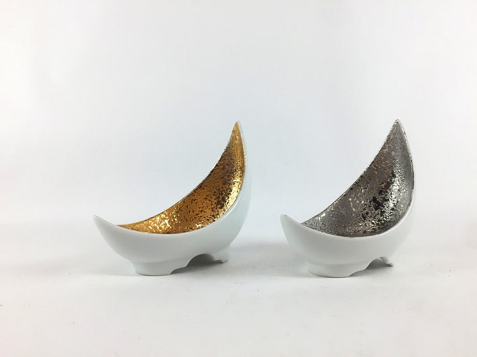 【SALE】笹舟小付　(白銀/白金)　10cm　有田焼【訳あり】