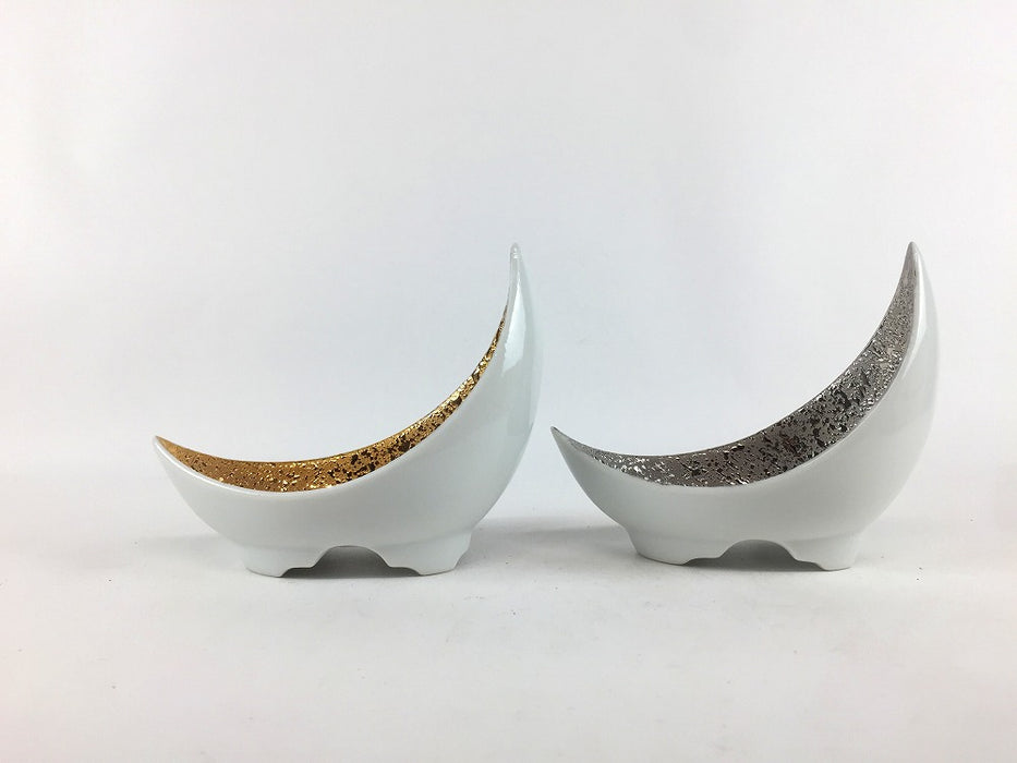 【SALE】笹舟小付　(白銀/白金)　10cm　有田焼【訳あり】