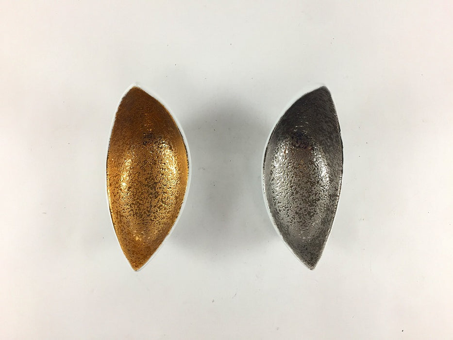 【SALE】笹舟小付　(白銀/白金)　10cm　有田焼【訳あり】