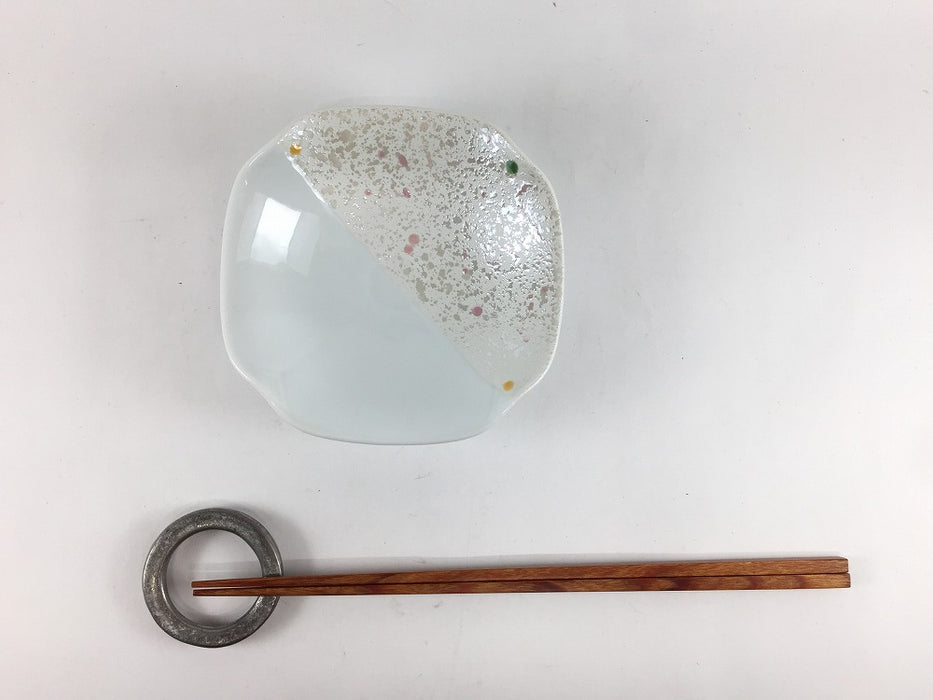 【SALE】四方押皿　半光彩　12cm　有田焼【訳あり】