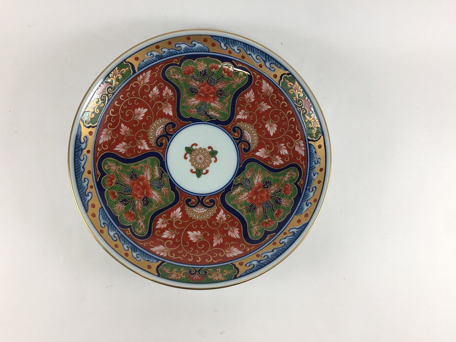 【SALE】185平皿　赤塗間取唐草　18.5cm　有田焼【訳あり】