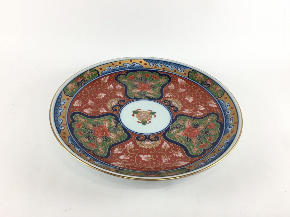【SALE】185平皿　赤塗間取唐草　18.5cm　有田焼【訳あり】