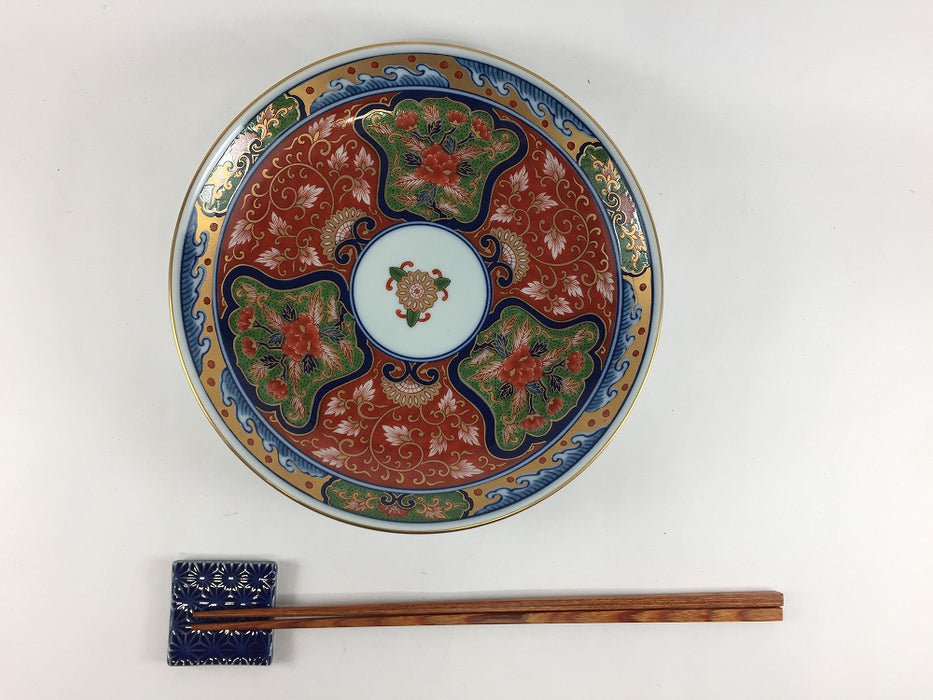 【SALE】185平皿　赤塗間取唐草　18.5cm　有田焼【訳あり】