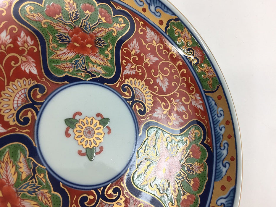 【SALE】185平皿　赤塗間取唐草　18.5cm　有田焼【訳あり】