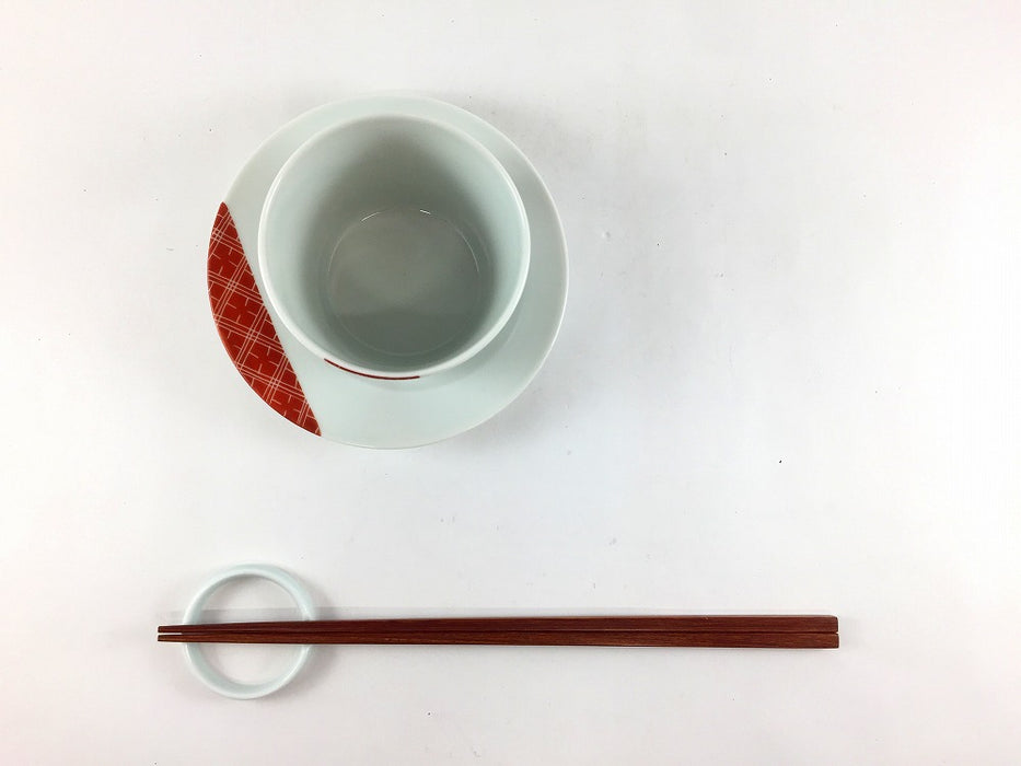 【SALE】特/赤地紋カップソーサー　8cm　有田焼【訳あり】