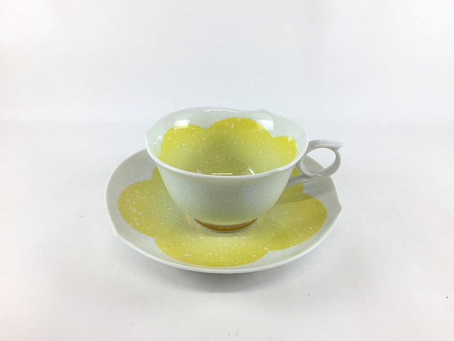 【SALE】B200花珈琲碗皿　黄花　200cc　有田焼【訳あり】