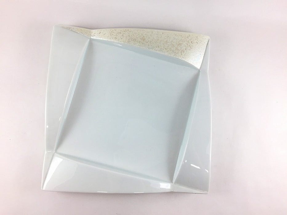 【SALE】白パール紙　口変皿　23cm　有田焼【訳あり】