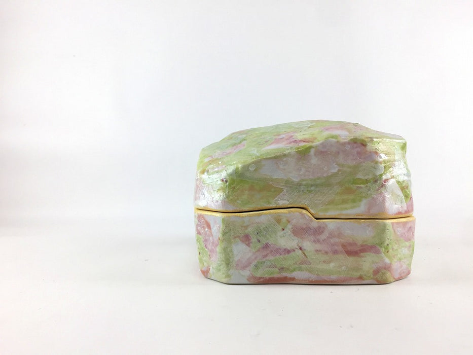 【SALE】三色彩岩石蓋物　12cm　有田焼【訳あり】