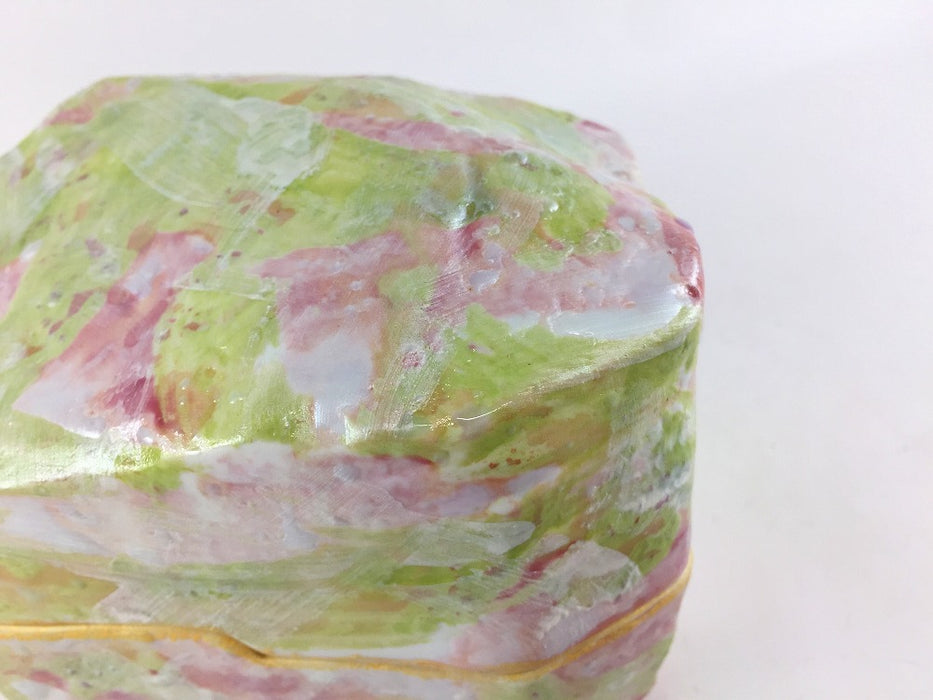 【SALE】三色彩岩石蓋物　12cm　有田焼【訳あり】