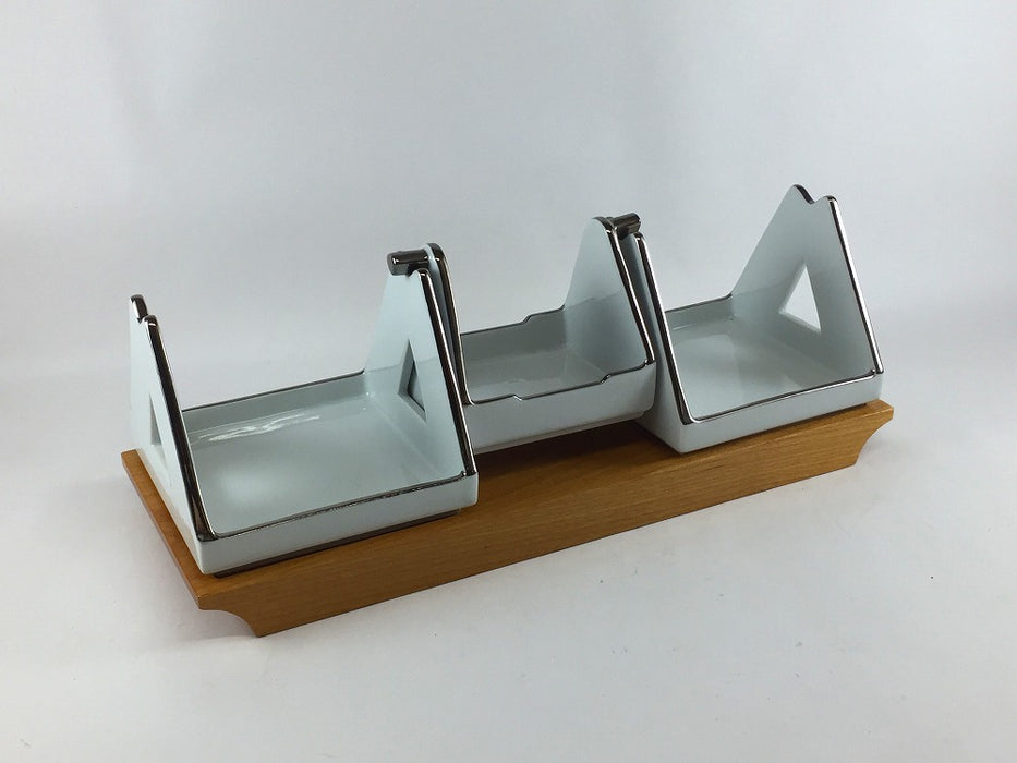 【SALE】ブランコ小鉢木台セット/P白　有田焼【訳あり】