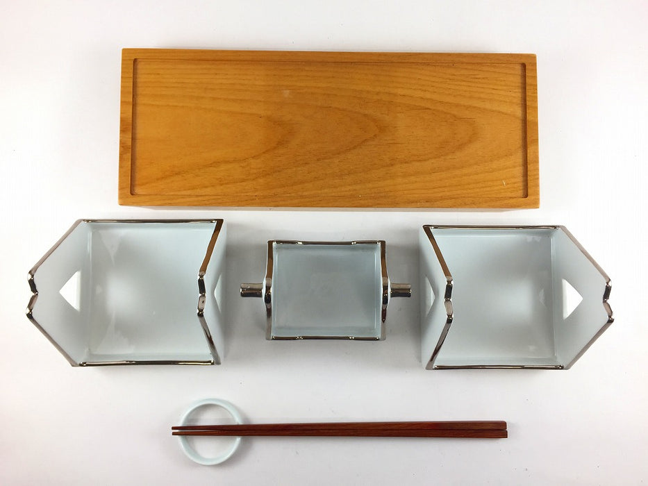 【SALE】ブランコ小鉢木台セット/P白　有田焼【訳あり】