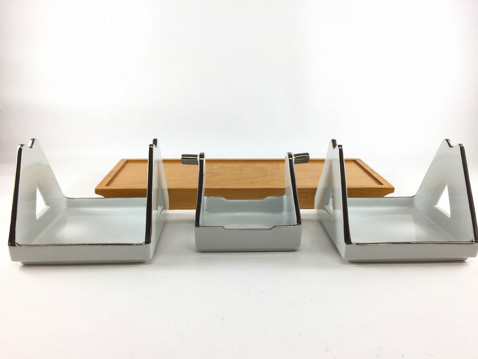 【SALE】ブランコ小鉢木台セット/P白　有田焼【訳あり】