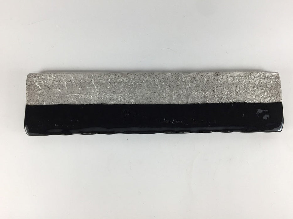【SALE】275樹皮目長皿　銀/黒　27.5cm　有田焼【訳あり】