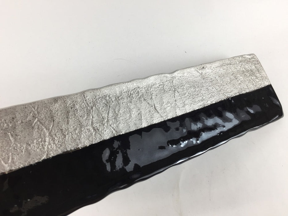 【SALE】275樹皮目長皿　銀/黒　27.5cm　有田焼【訳あり】