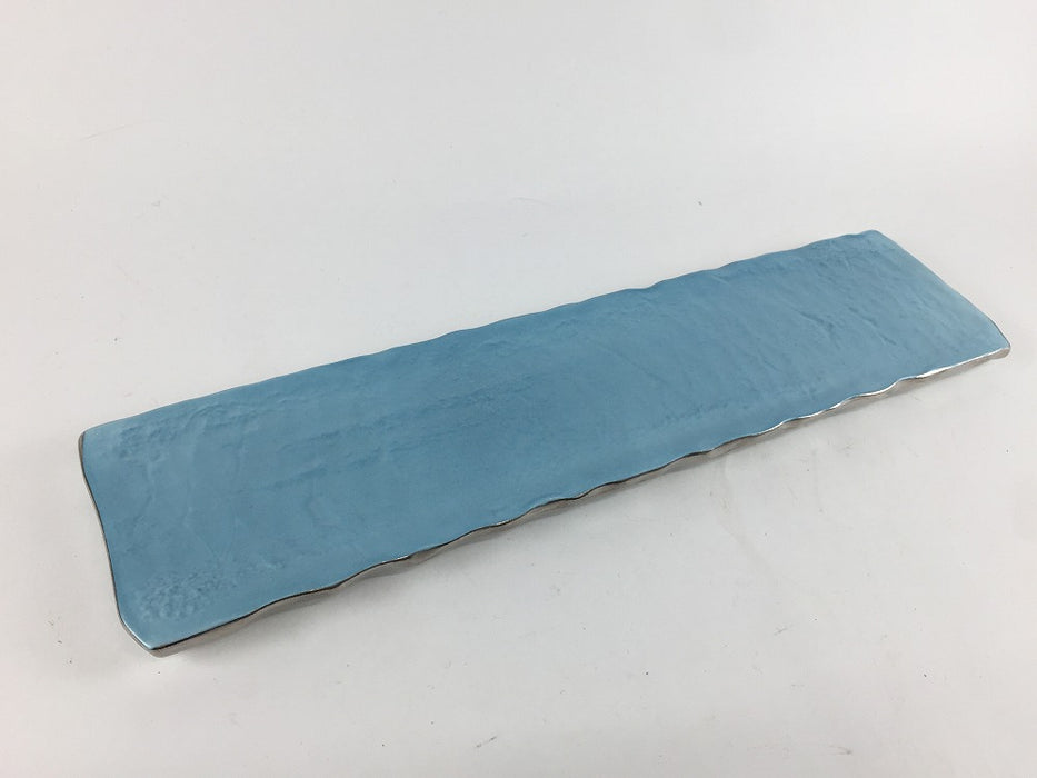 【SALE】275樹皮目長皿　渕銀ブルーマット　27.5cm　有田焼【訳あり】
