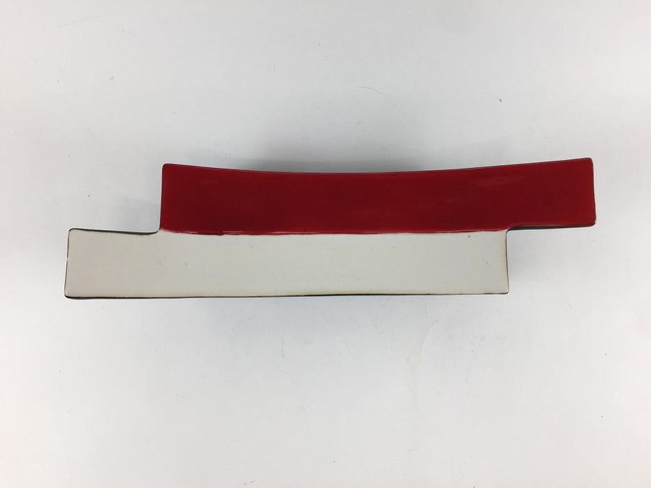 【SALE】違い弓長皿　赤白　22cm　有田焼【訳あり】